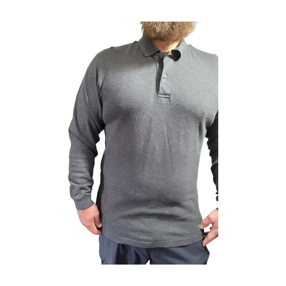 𝅺VINTAGE IZOD Y2K Knit Gray Cotton Polo Sz. M - Picture 1 of 9